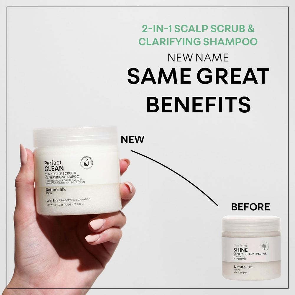 NatureLab.TOKYO sake water ingredient vial highlighting scalp balance