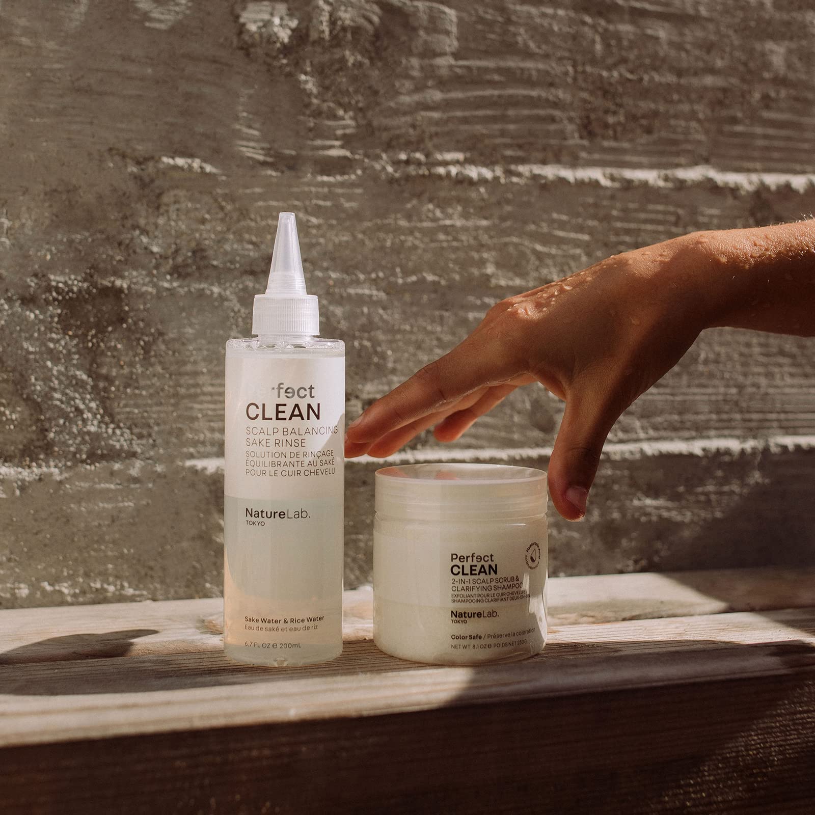 NatureLab.TOKYO styled bathroom setup conveying a calming ritual