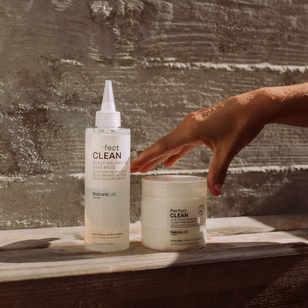 NatureLab.TOKYO styled bathroom setup conveying a calming ritual