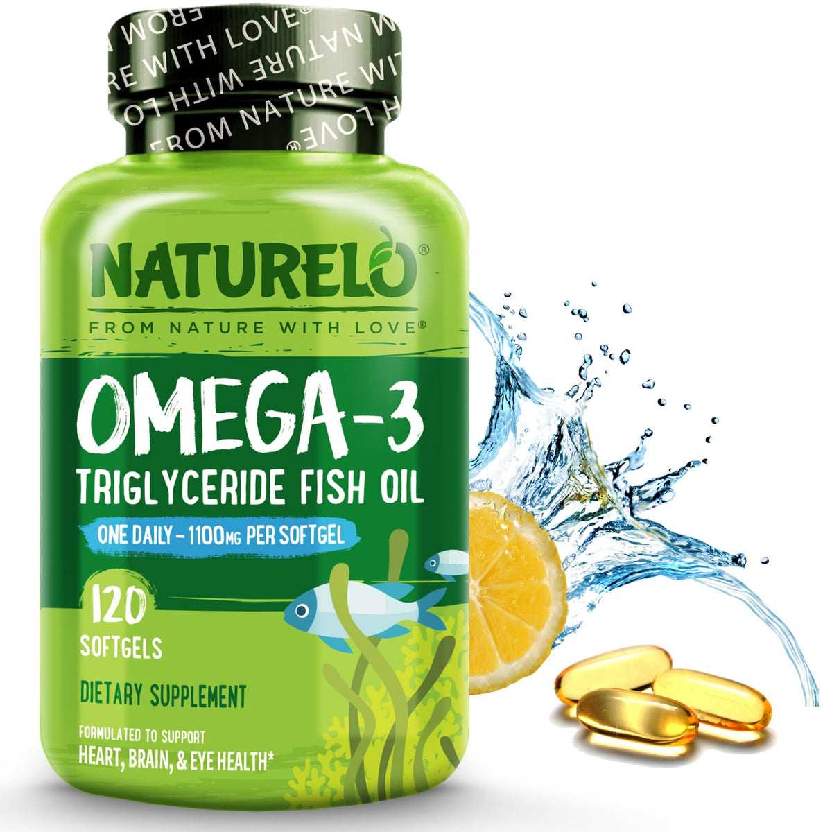 NATURELO front packaging showing bottle and lemon accent for freshness