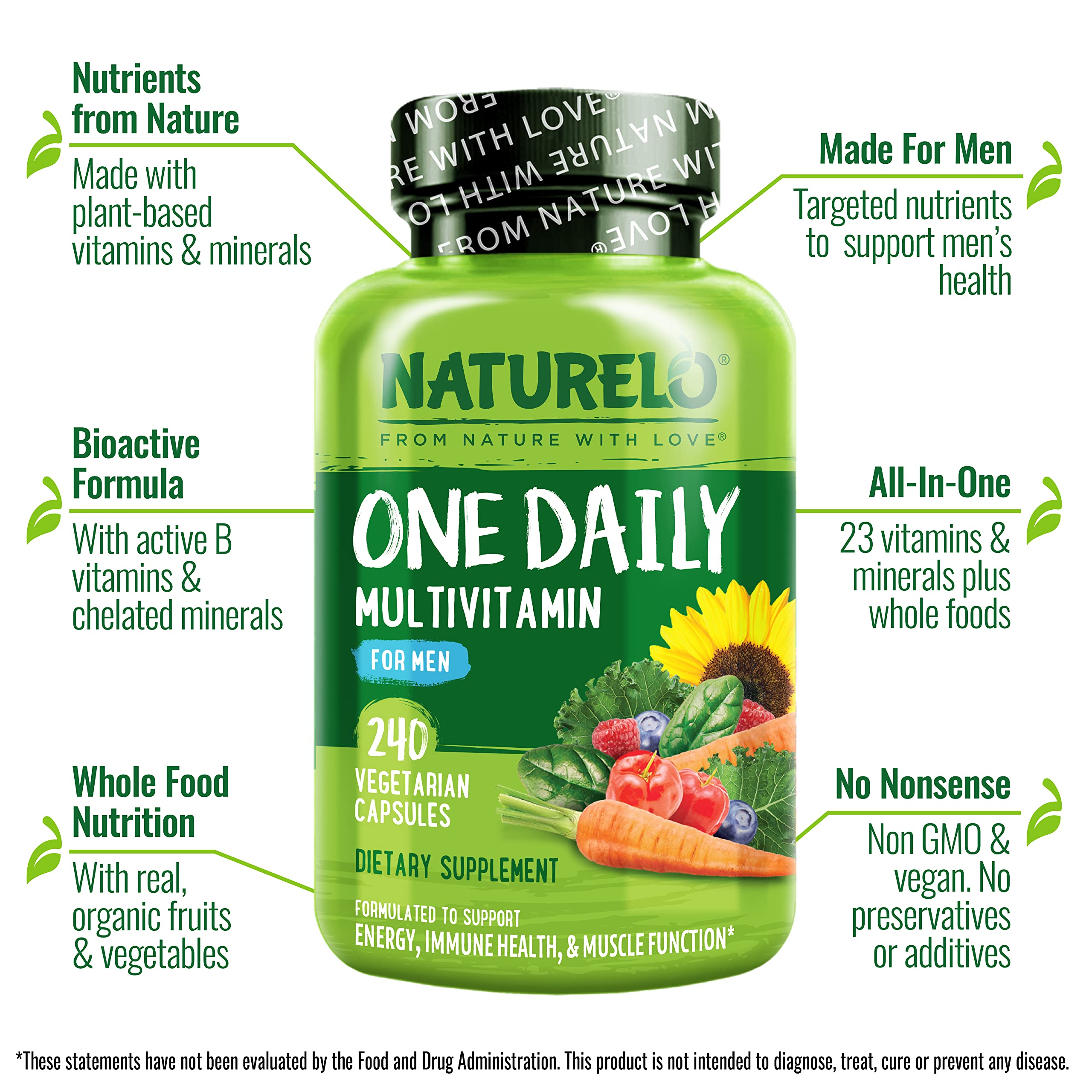 NATURELO organic fruit and vegetable blend pouch emphasizing natural phytonutrients