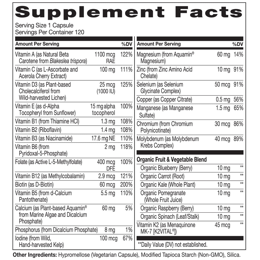 NATURELO ingredient panel and supplement facts highlighting quality sourcing