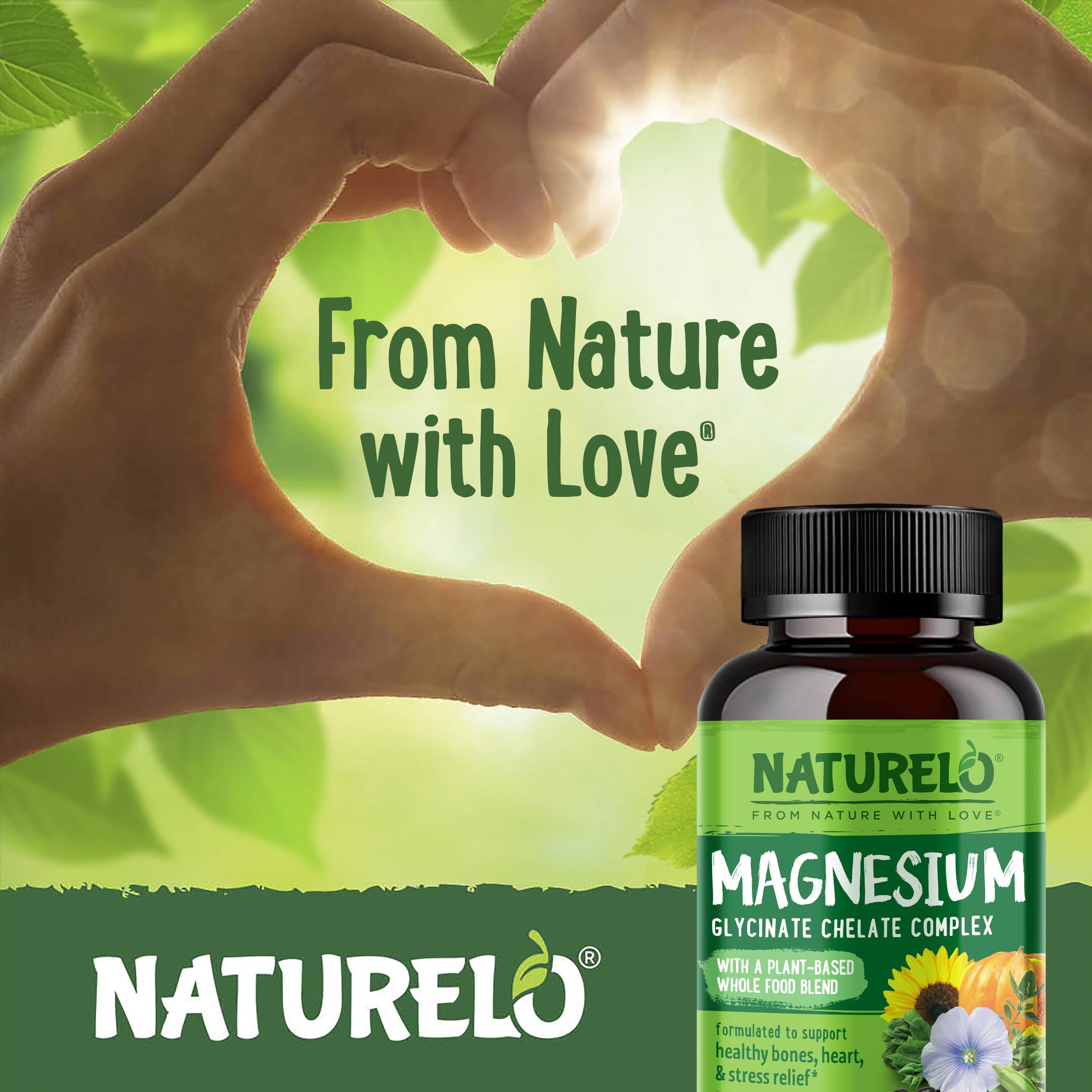 Hand holding NATURELO bottle to show scale and portability for daily use