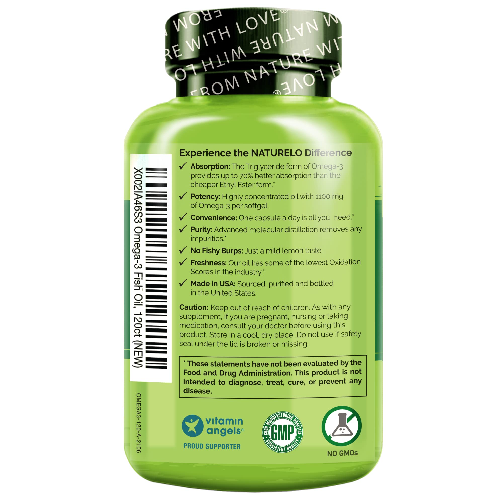 NATURELO close-up softgel texture highlighting smooth, easy-to-swallow shell