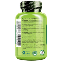 NATURELO close-up softgel texture highlighting smooth, easy-to-swallow shell