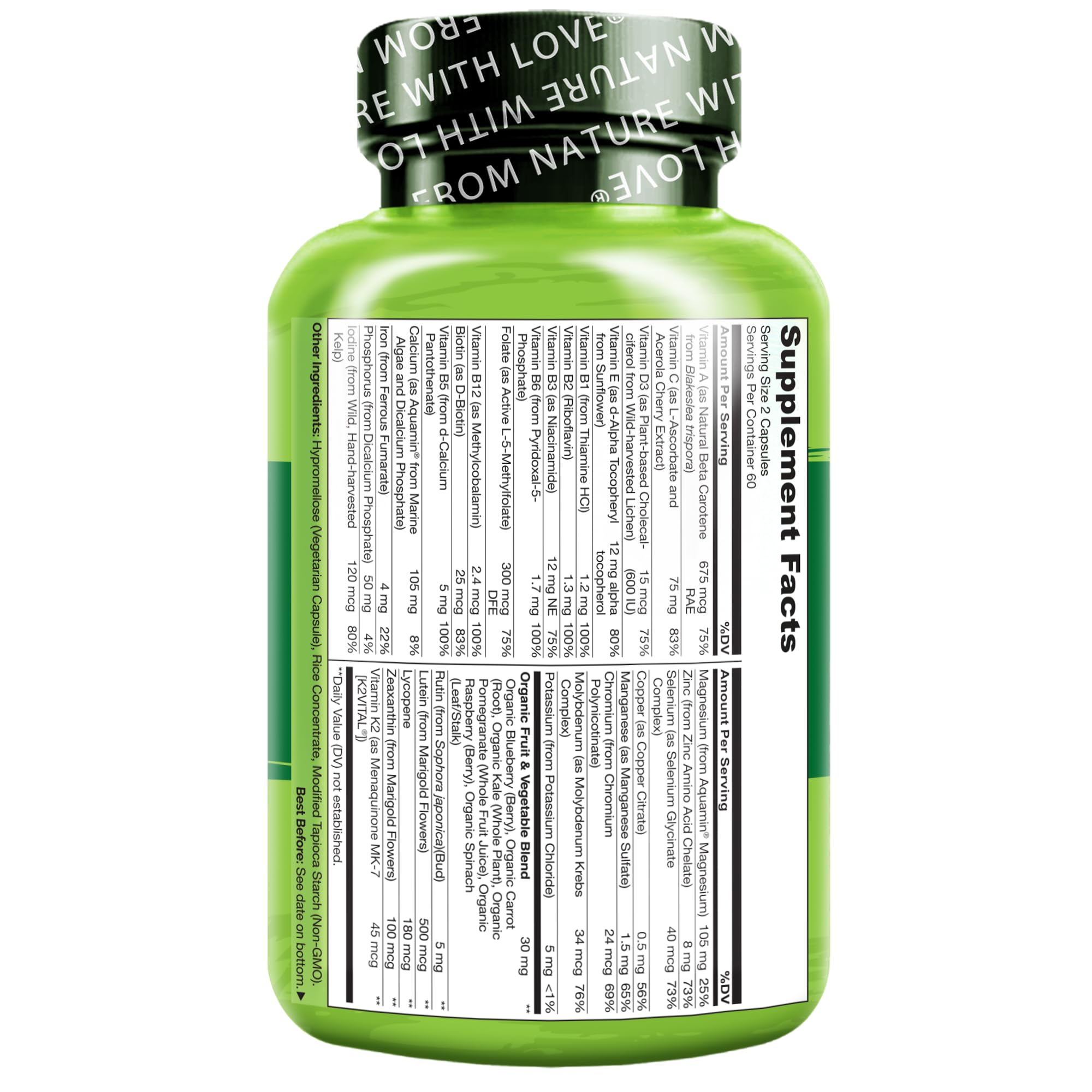 NATURELO lichen and algae depiction highlighting plant-sourced D3 and minerals