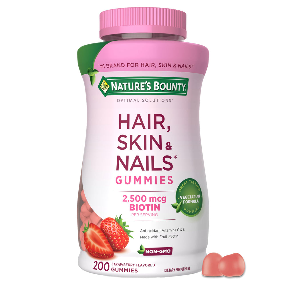 Nature's Bounty front packaging showing product benefits and strawberry flavor