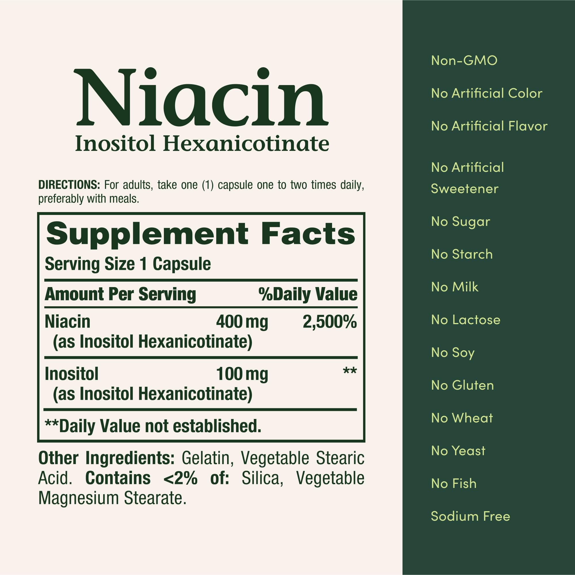 Nature's Bounty label close-up highlighting inositol hexanicotinate ingredient transparency