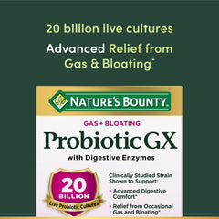 Nature's Bounty Probiotic GX label close-up showing patented strain info