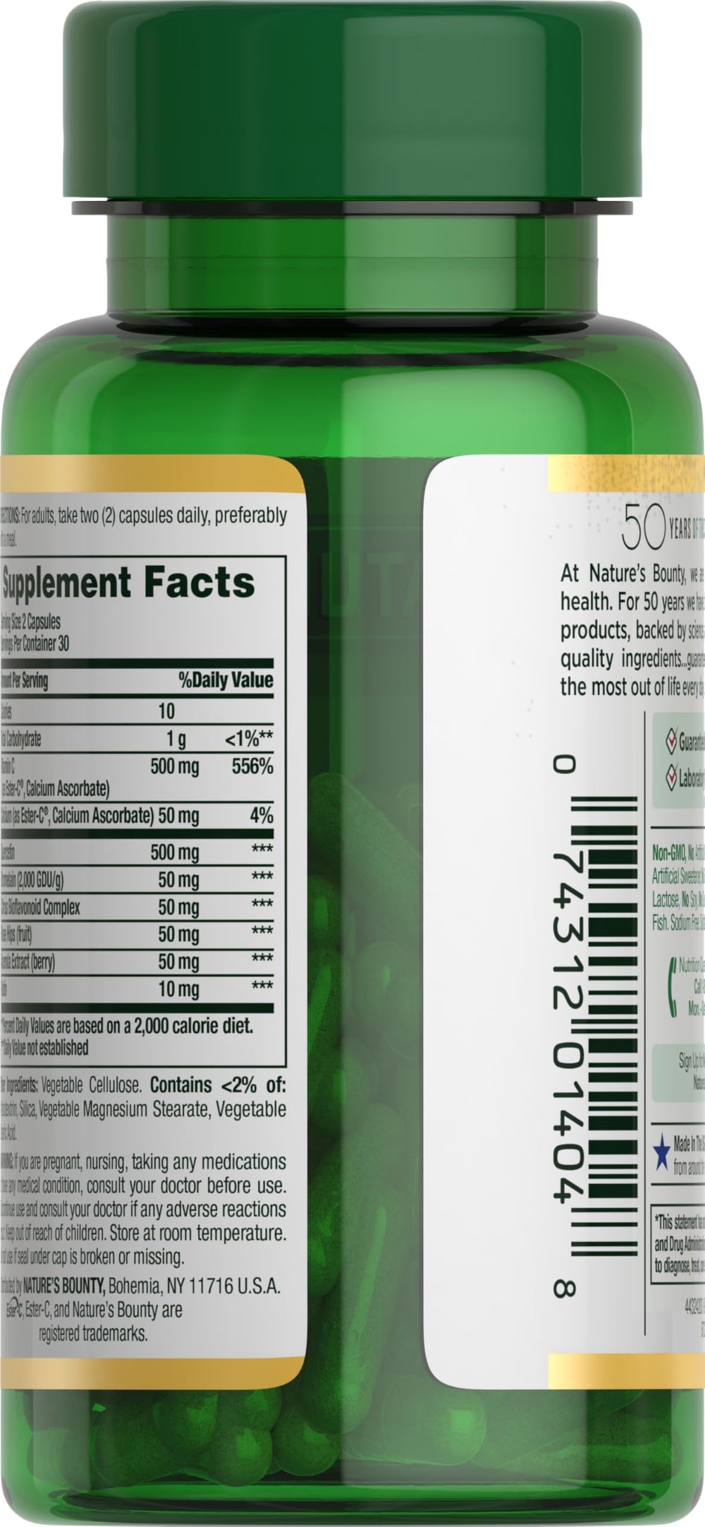 Nature's Bounty acerola and rose hips highlighting botanical sources