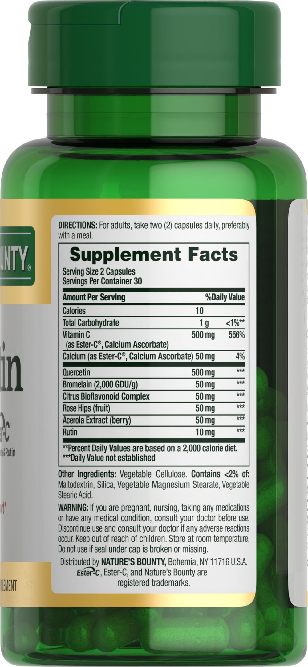 Nature's Bounty capsule in hand showing size and easy swallowing