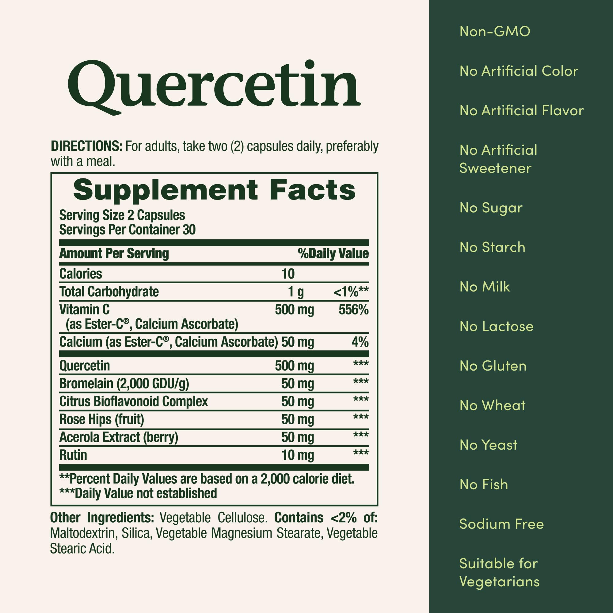 Nature's Bounty supplement facts label displaying ingredient details