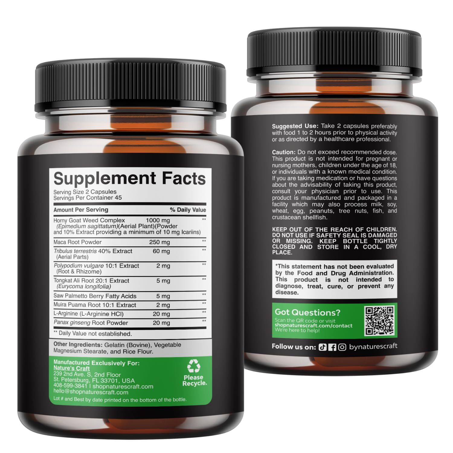 Natures Craft supplement beside water demonstrating easy daily use