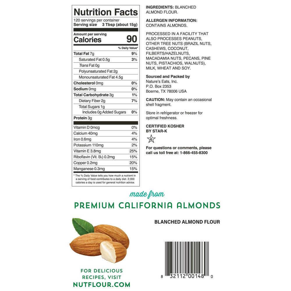 Nature's Eats almond flour in kitchen with baked goods demonstrating versatile use