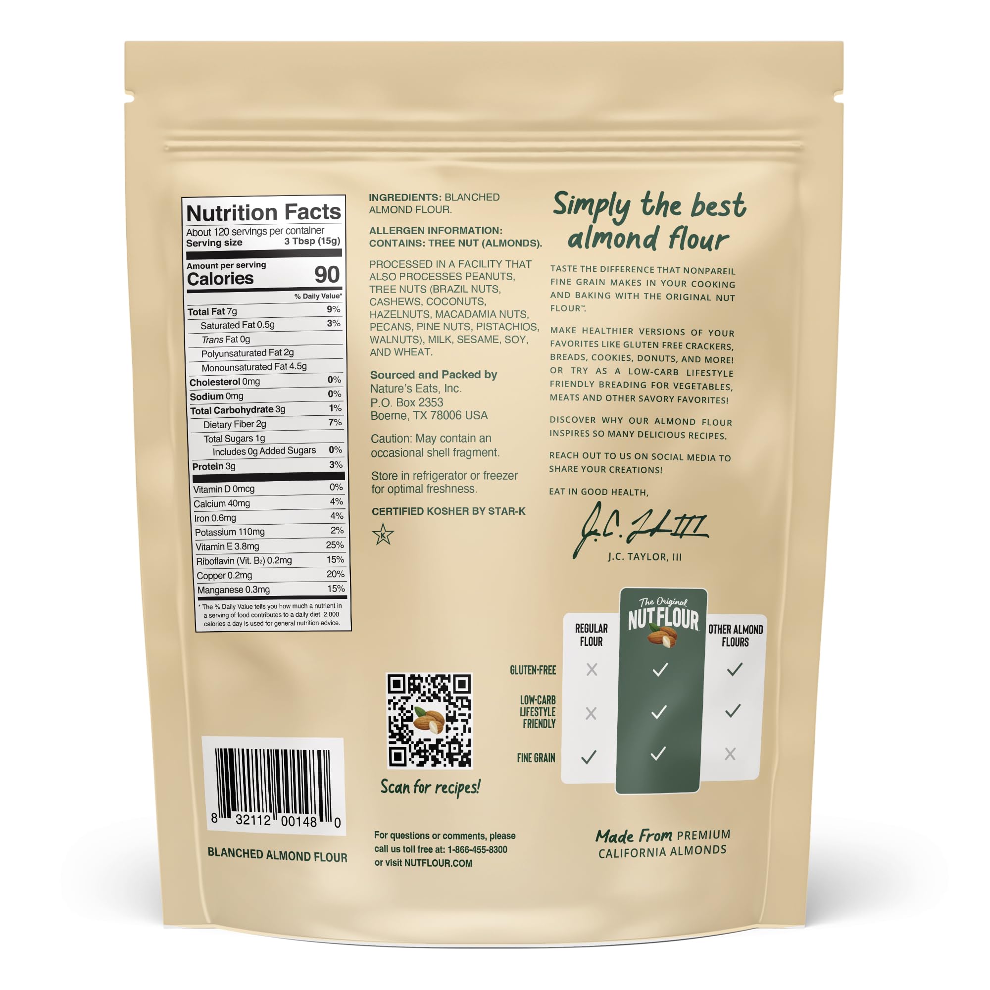 Nature's Eats close-up of superfine almond flour texture for smooth baking results