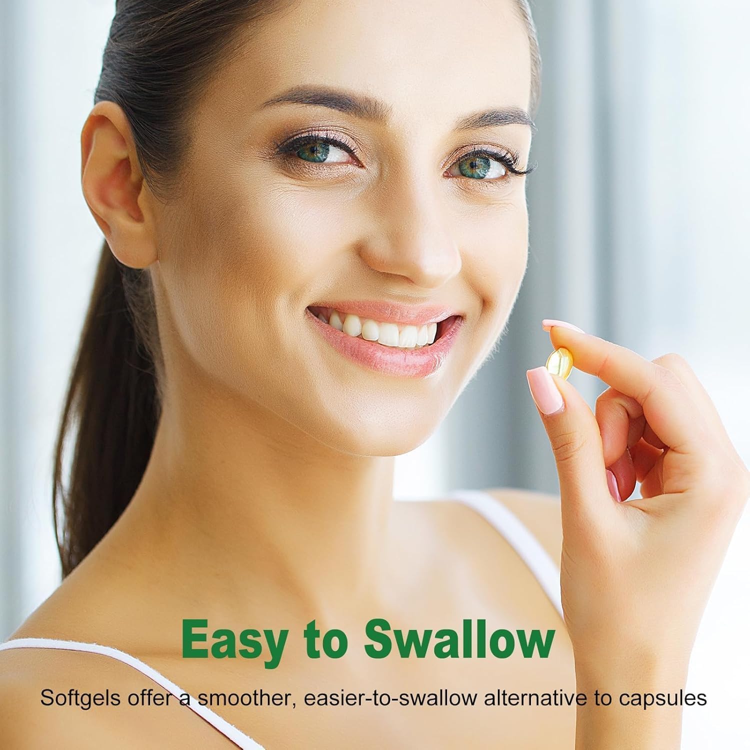 Nature's Live open bottle with softgels spilling showing easy daily dosing