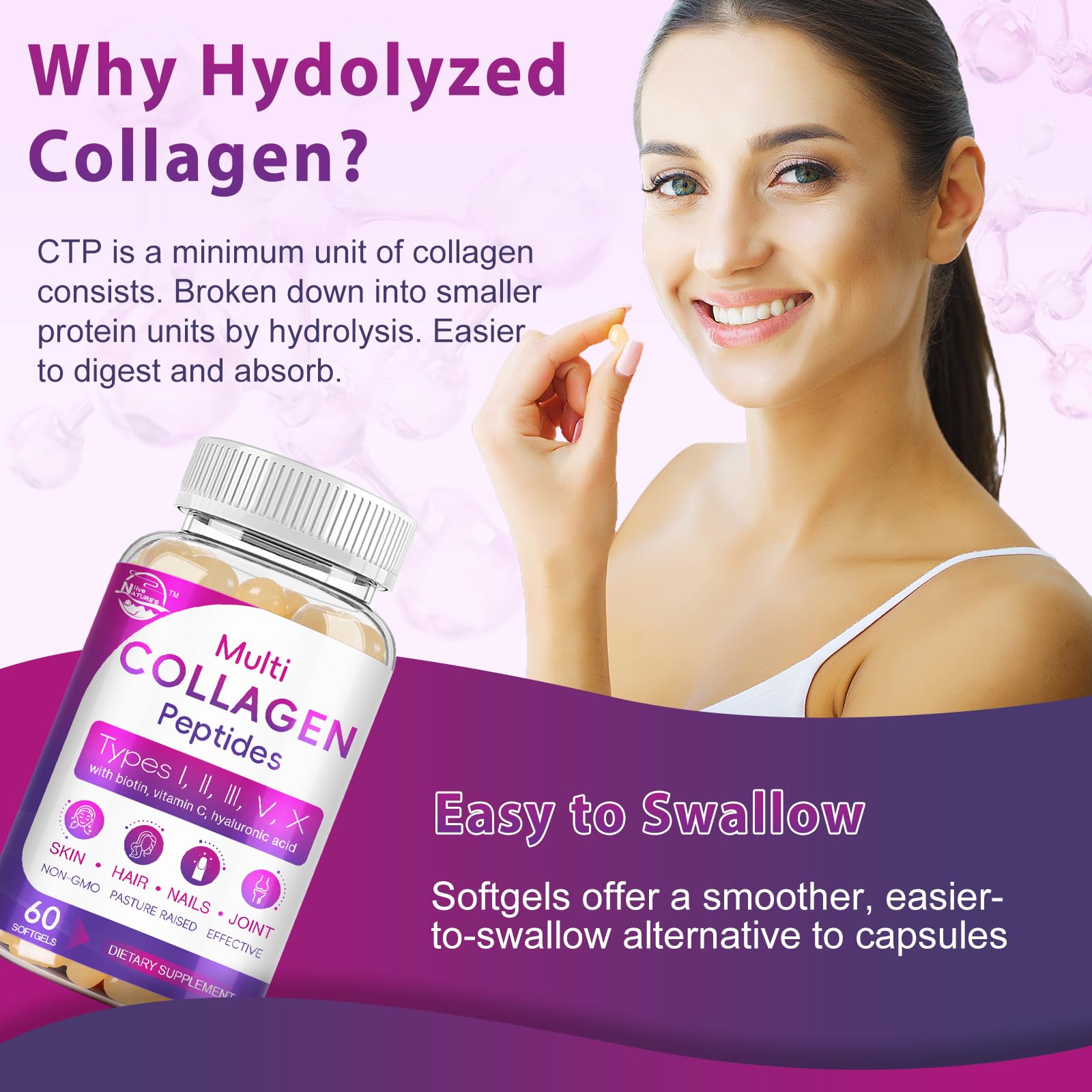 Nature's live collage of beef fish chicken egg sources illustrating multi-source collagen