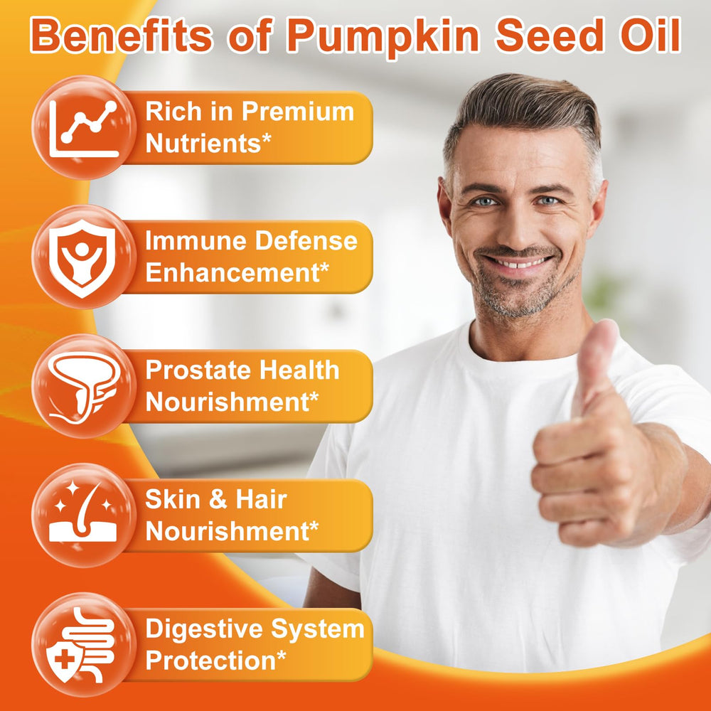Nature's live label detail showing saw palmetto and pumpkin seed blend benefits