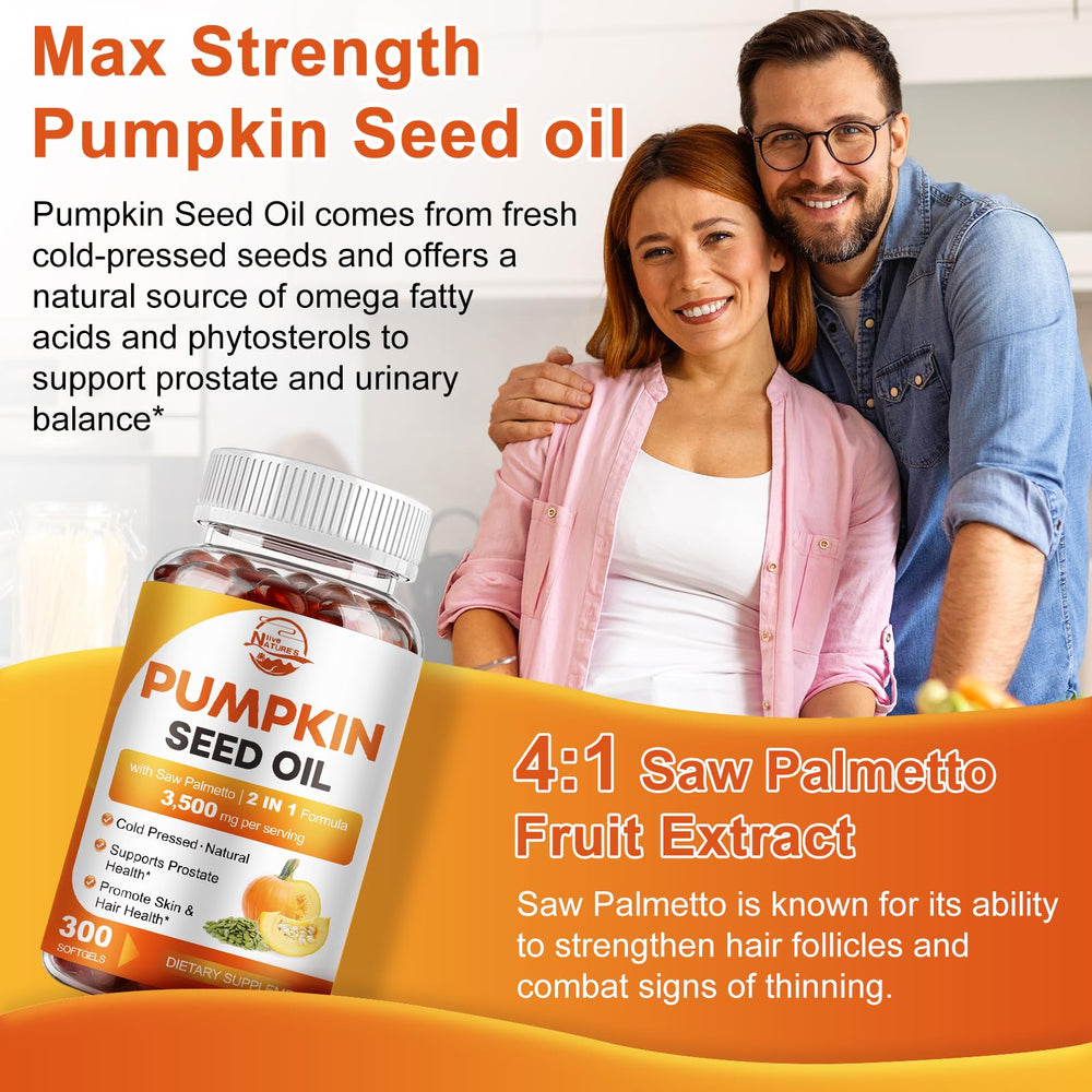 Nature's live pumpkin seeds and oil to show cold-pressed nutrient-rich source