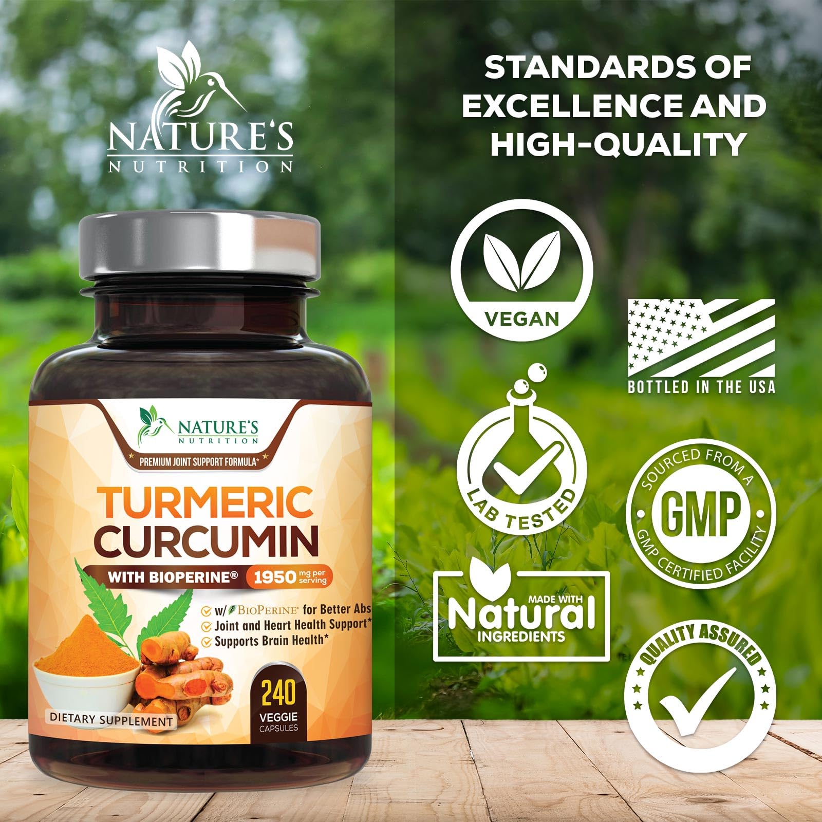 Nature's Nutrition bottle with packaging illustrating full 240-capsule supply benefit