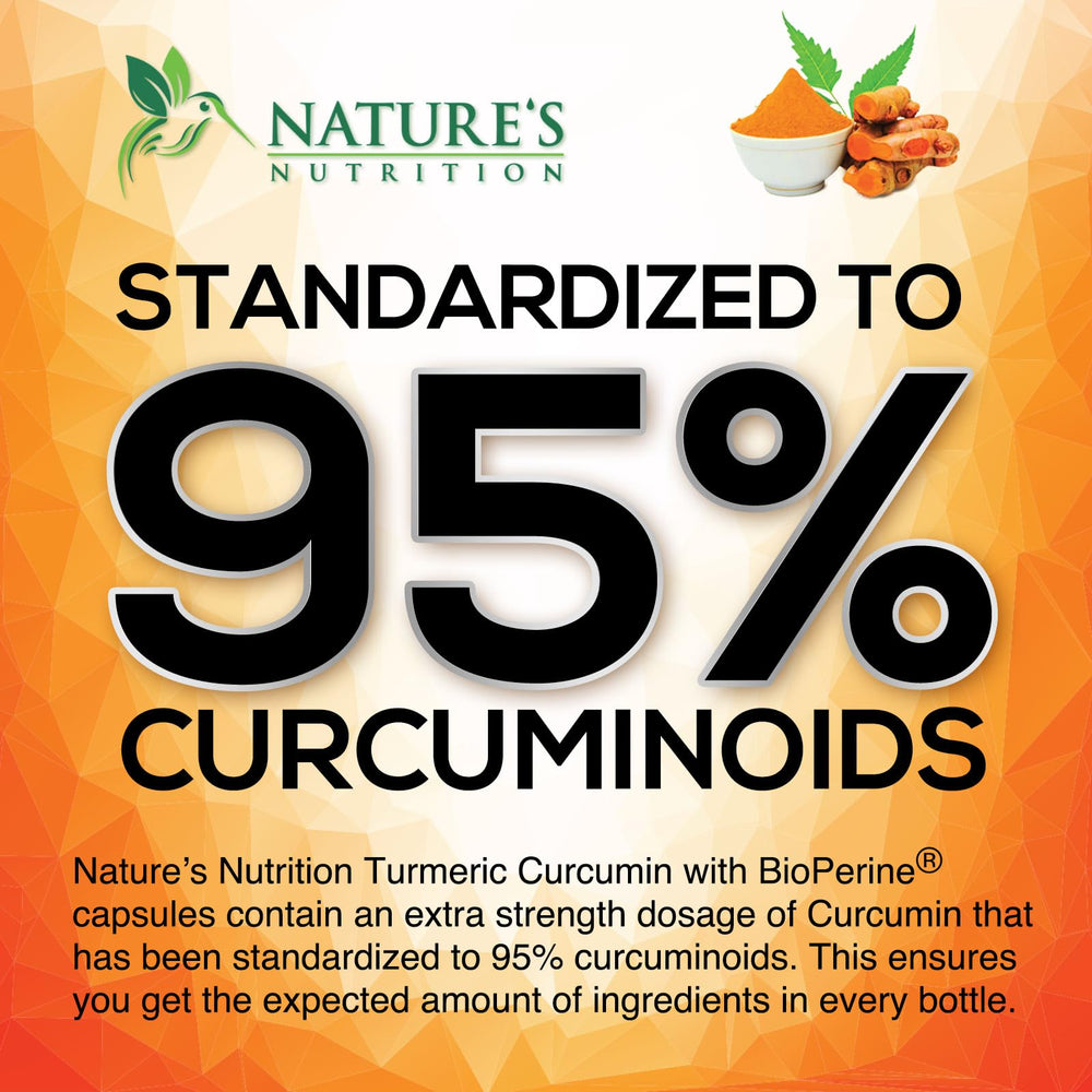 Nature's Nutrition opened capsule powder showing fine turmeric extract for potency