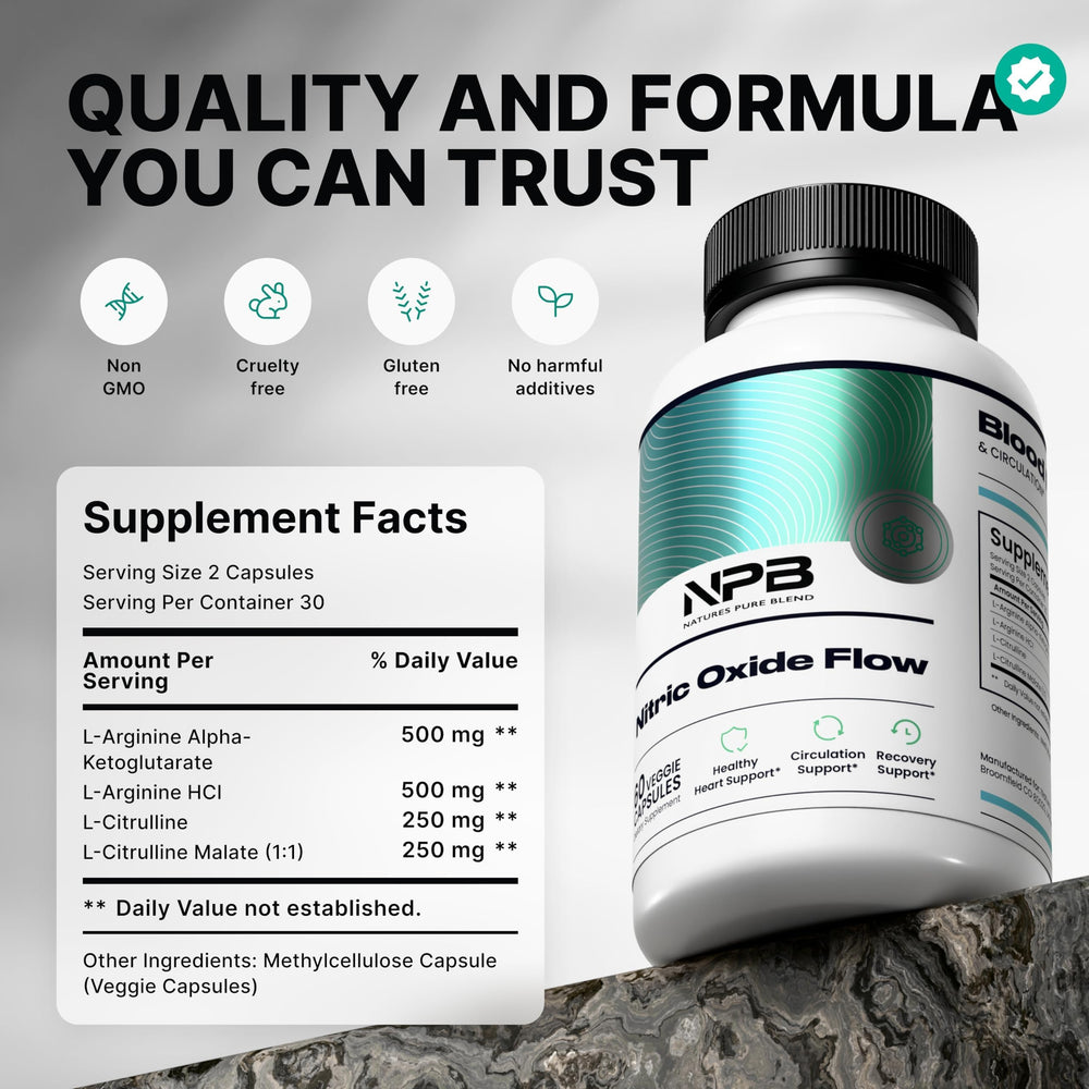 Nature's Pure Blend bottle close-up highlighting clean ingredient focus