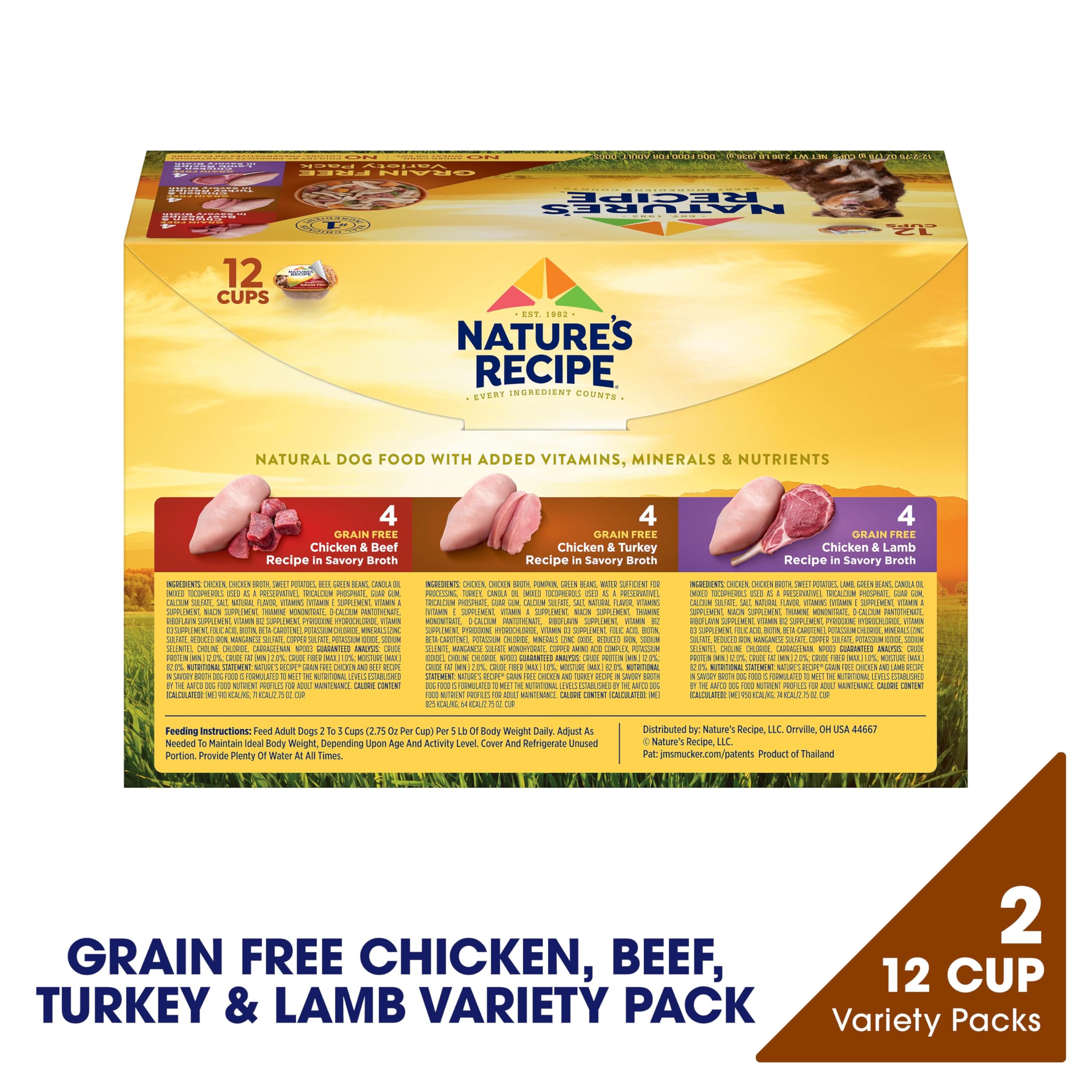 Nature's Recipe Chicken & Beef cup top view with visible meat pieces
