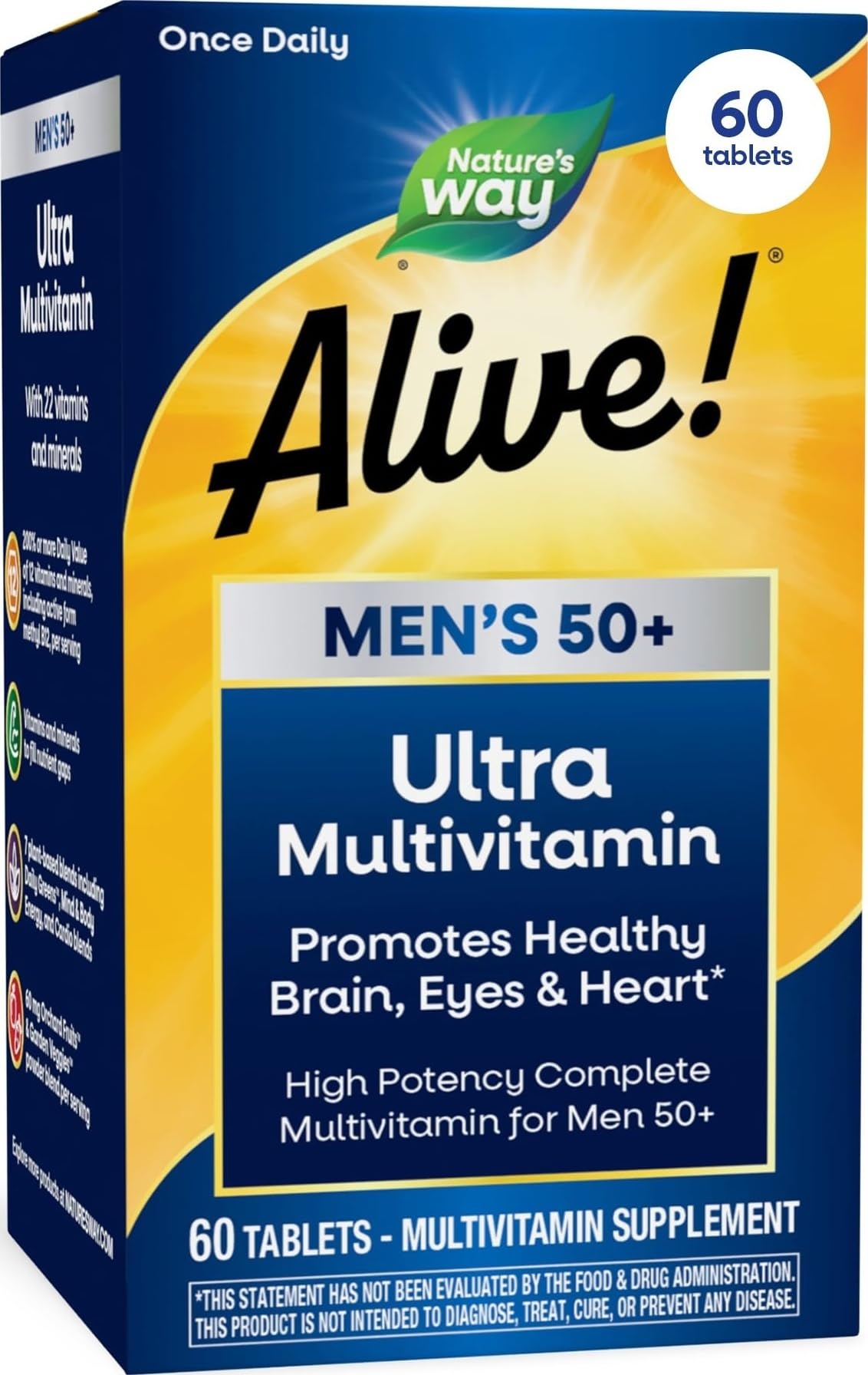 Nature's Way Alive! 50+ front packaging showing bottle and branding for clarity