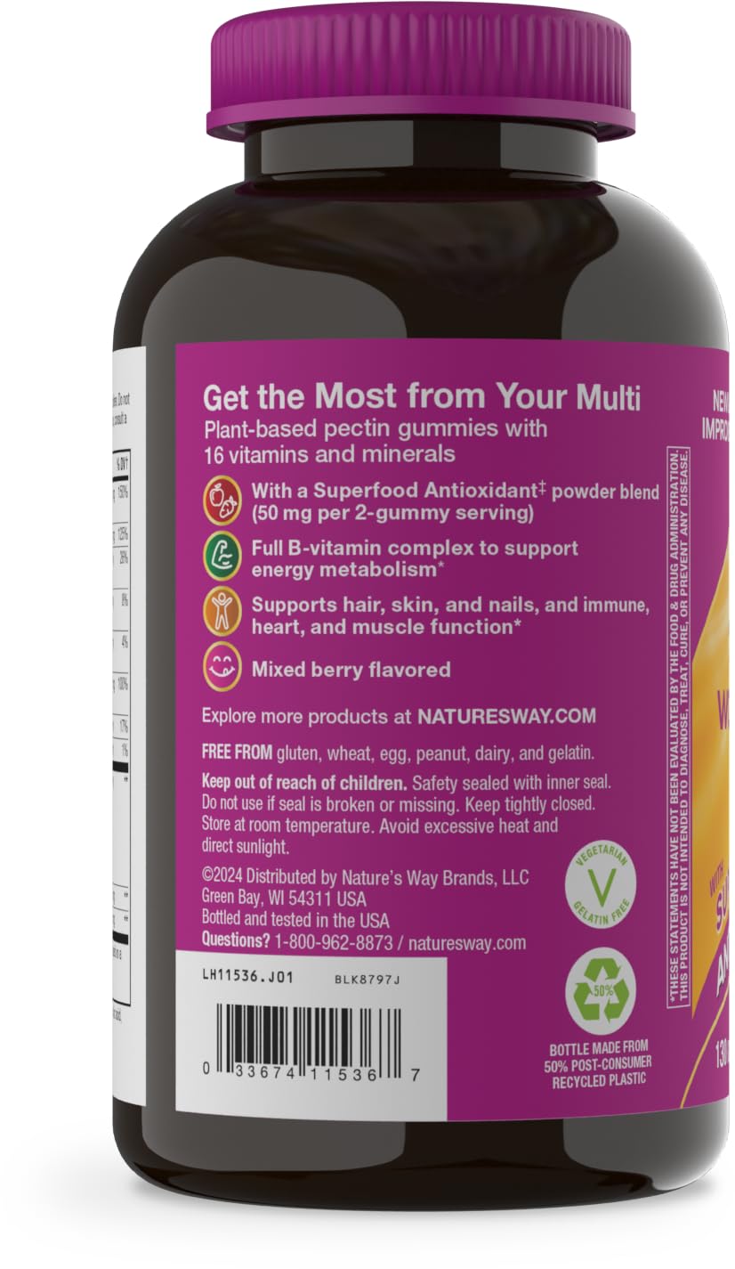 Nature's Way 130-count bottle next to everyday items showing long-lasting supply benefit