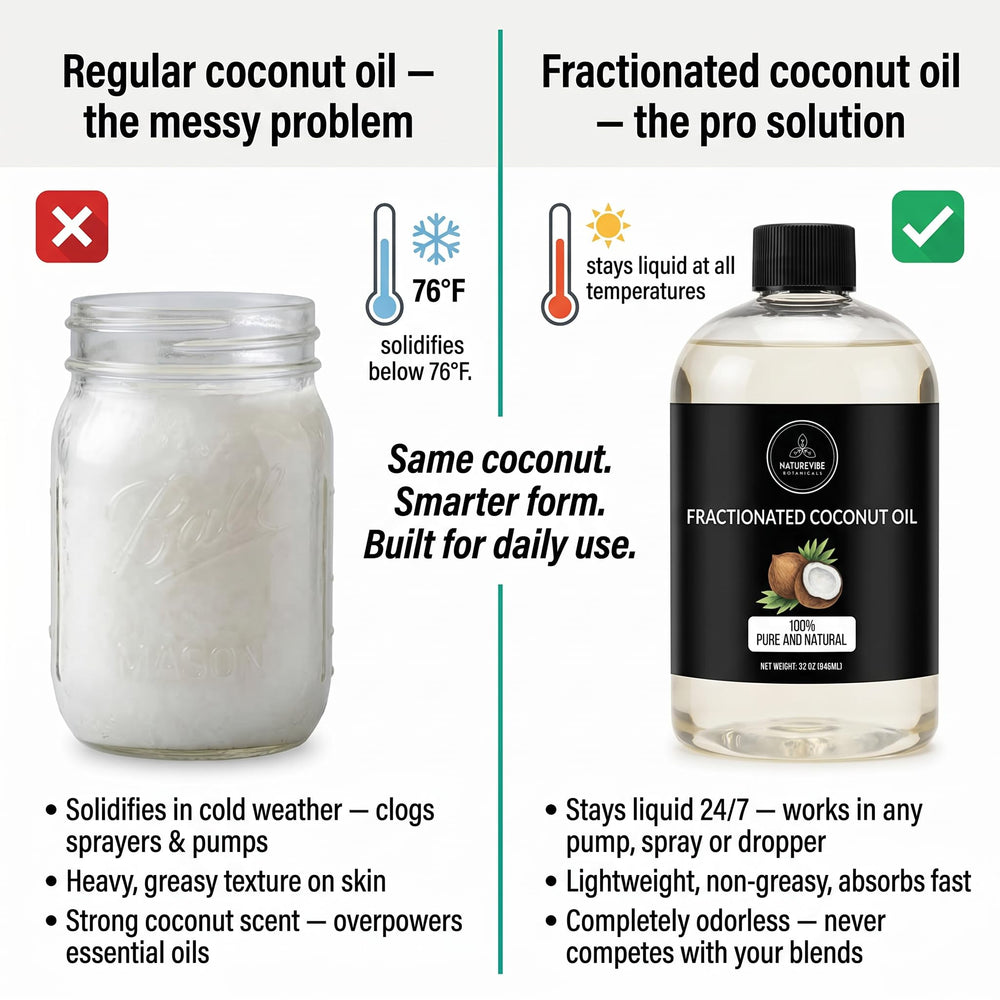 Naturevibe Botanicals jar held next to a hand to show 32 oz size and value per purchase