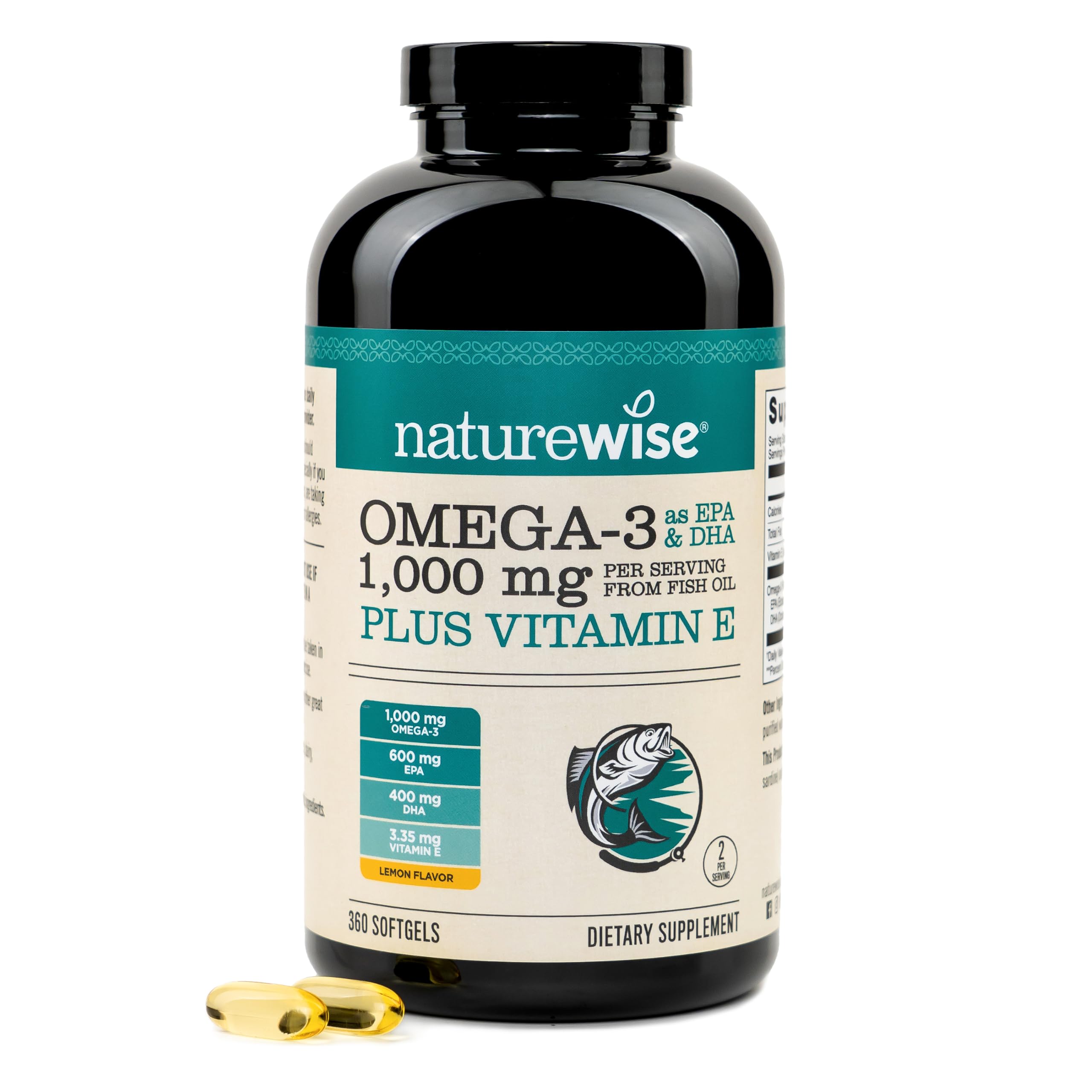 NatureWise front of bottle showing product name and lemon flavor benefit