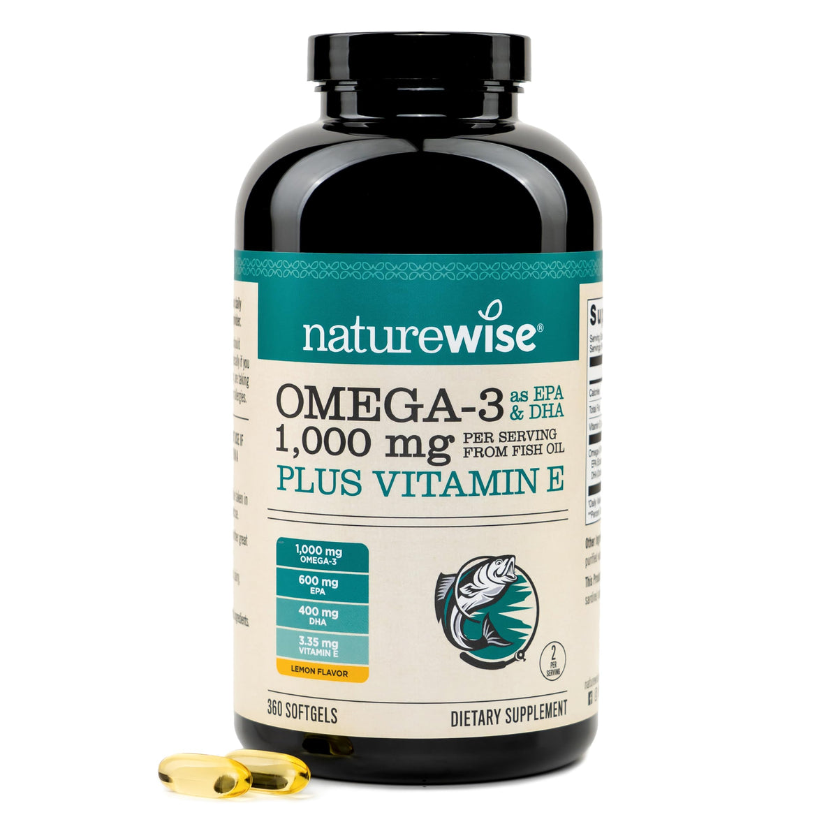 NatureWise front of bottle showing product name and lemon flavor benefit