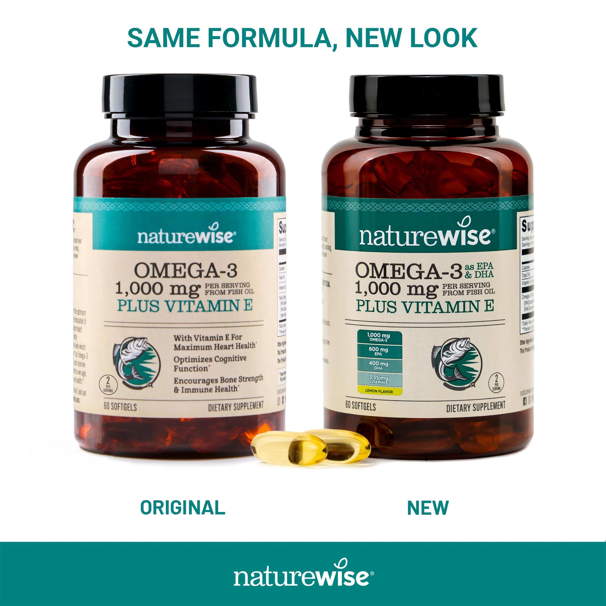 NatureWise softgels on bathroom counter portraying daily wellness routine