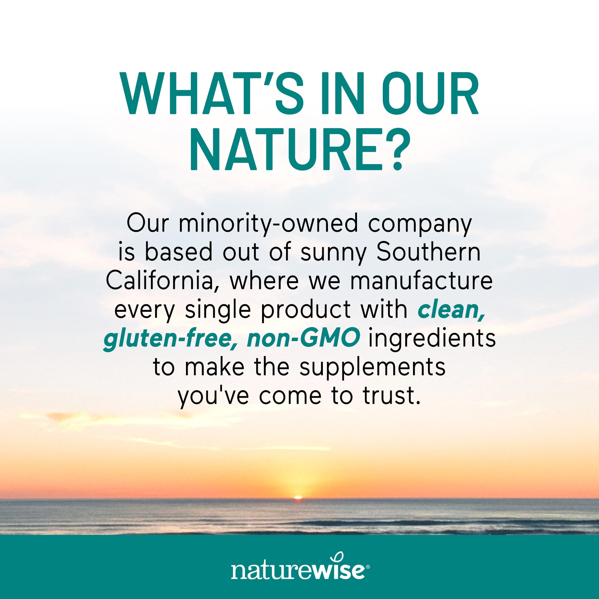 NatureWise quality seal highlighting USA manufacturing and third-party testing