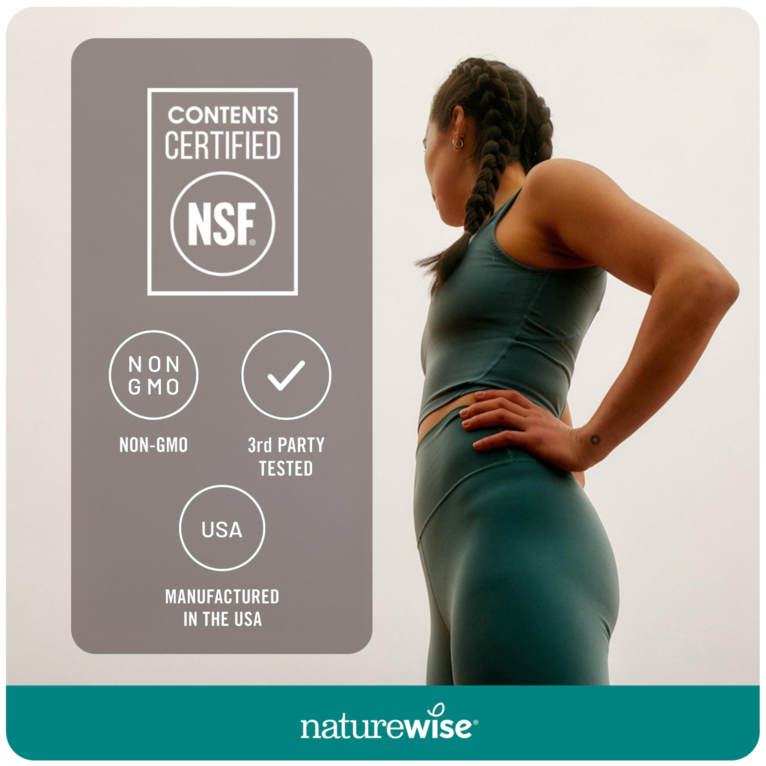 NatureWise packaging with sustainability badge indicating responsibly sourced fish oil