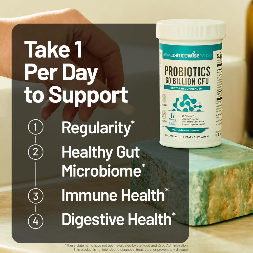 NatureWise supplement facts label close-up for quality transparency