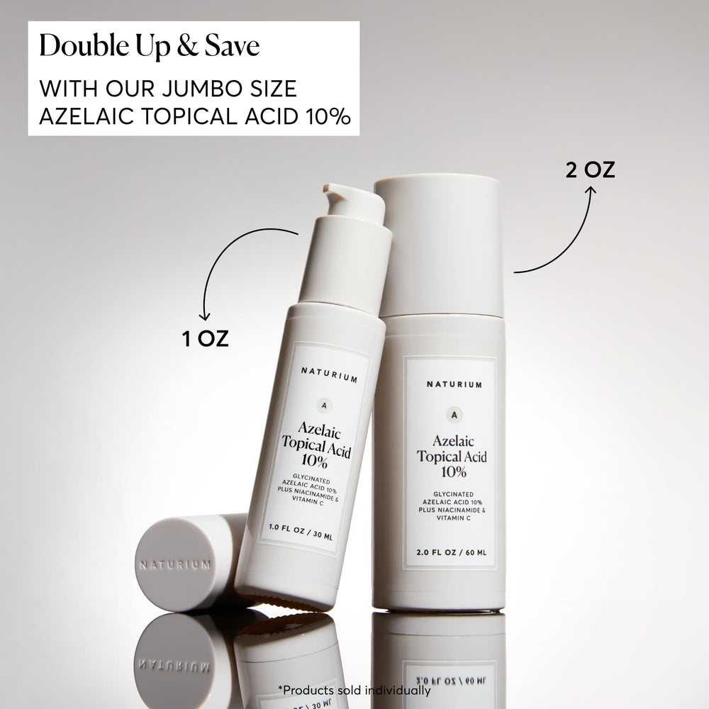 Naturium bottle on bathroom shelf showing everyday skincare routine