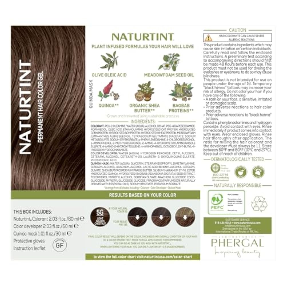 Naturtint before and after hair result showing natural golden chestnut