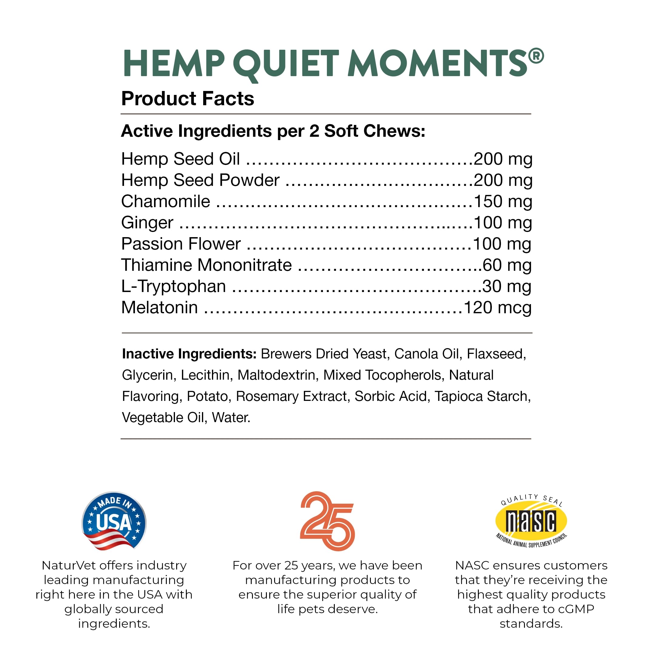 Back of NaturVet packaging showing dosing directions for safe use benefit