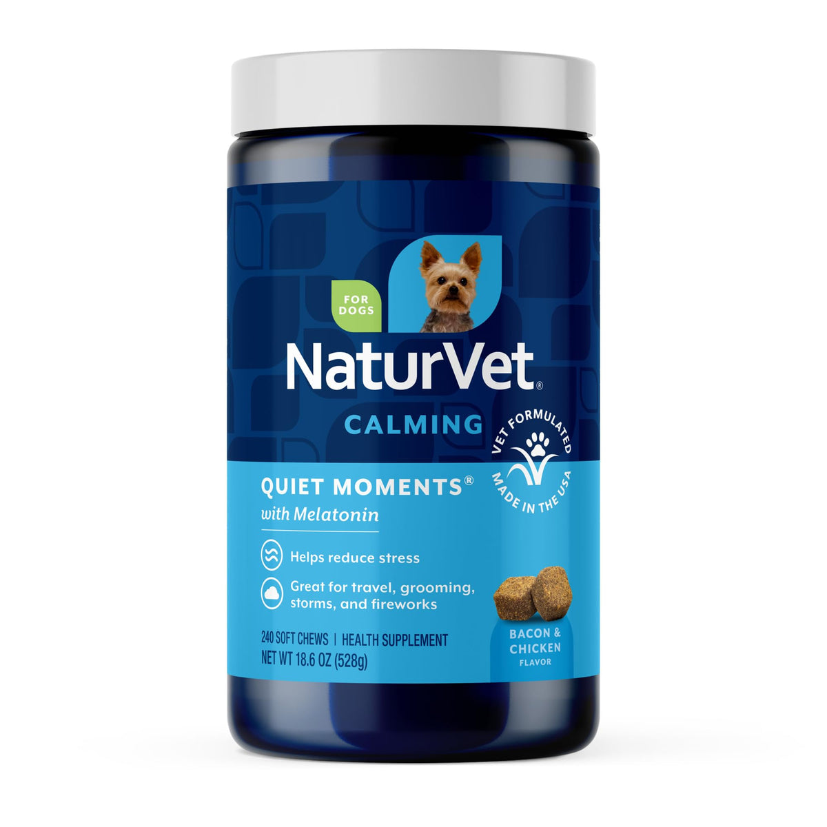 NaturVet bottle front label showing product and calming benefit