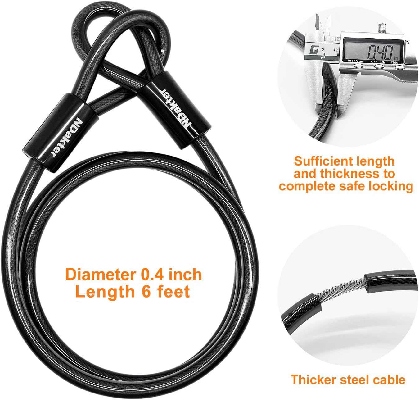 NDakter steel cable extended securing multiple bikes and accessories