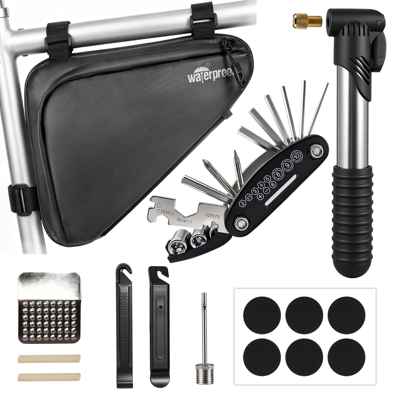 NDakter frame bag front view showing compact storage and durable shell