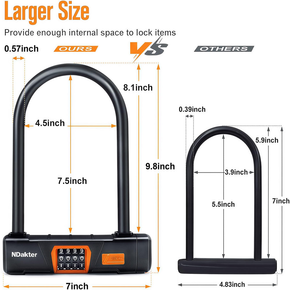 NDakter shackle detail with protective coating to prevent bike scratches