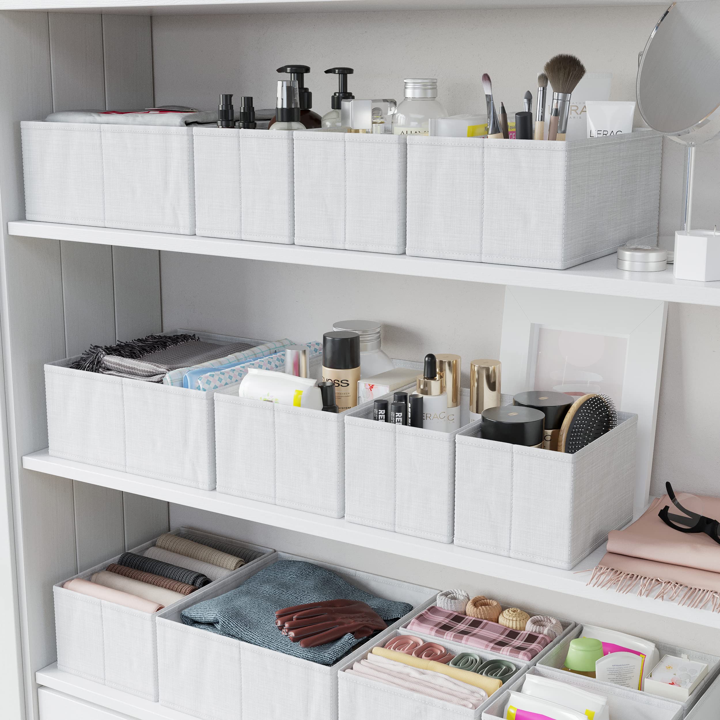 NEATERIZE lifestyle scene on bedroom shelf showing calm organized space benefit