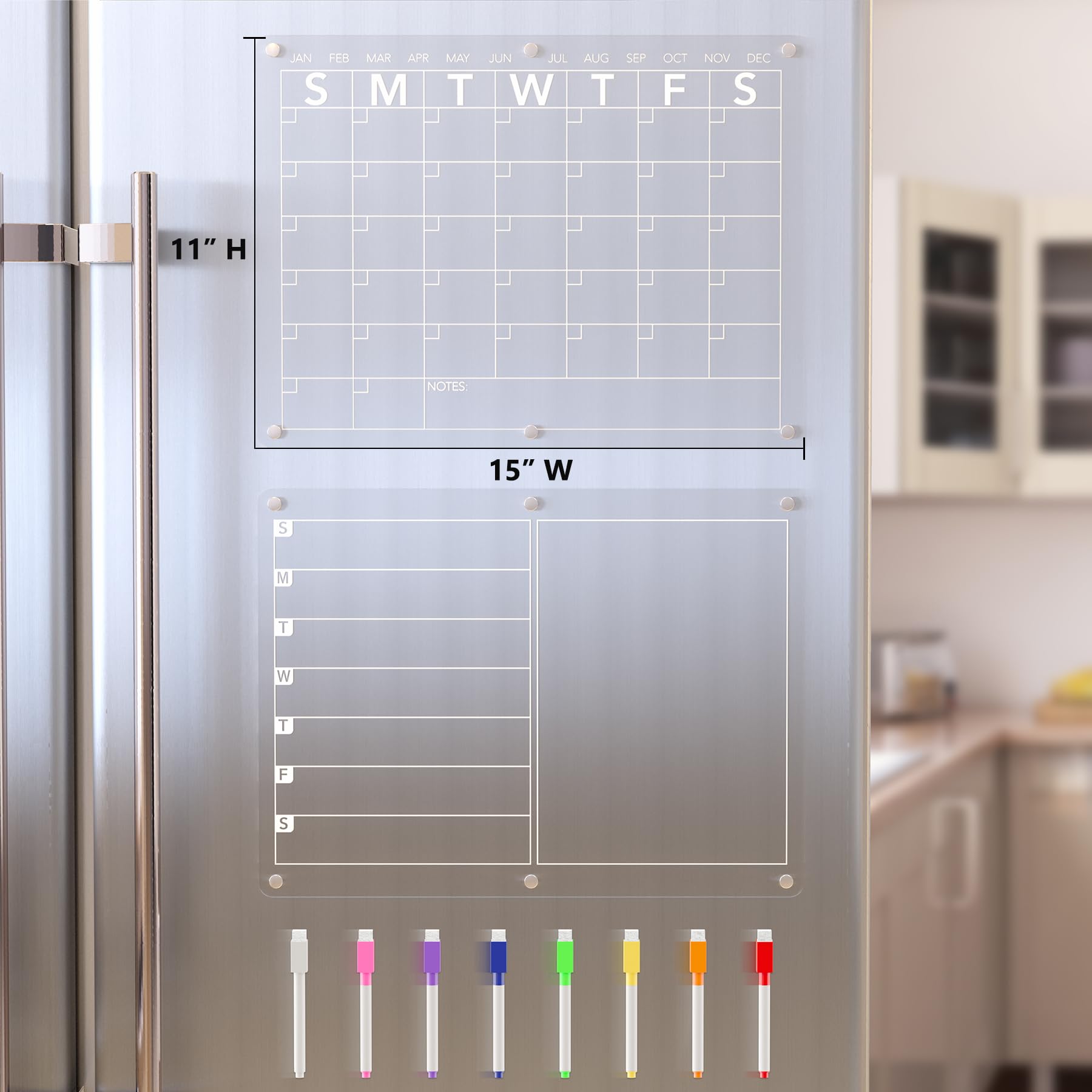 Neatsure size comparison next to notebook illustrating 15x11 compact footprint for kitchens