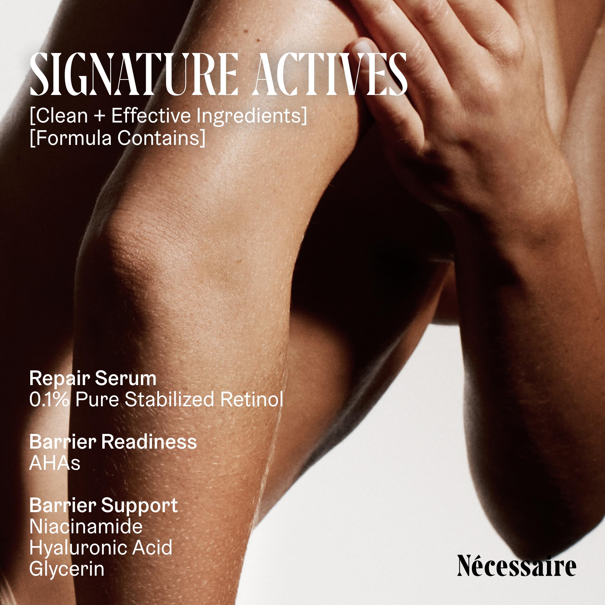 Nécessaire texture spread on arm displaying lightweight absorption benefit