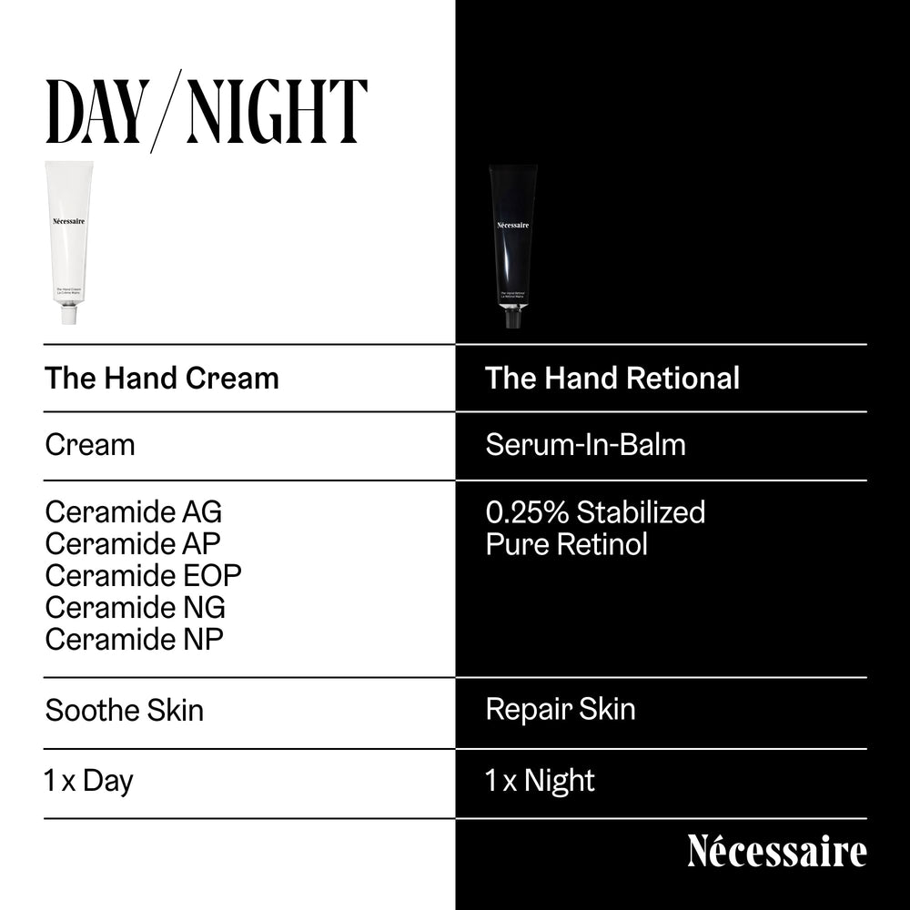 Nécessaire cream being applied to hands showing immediate softening benefit