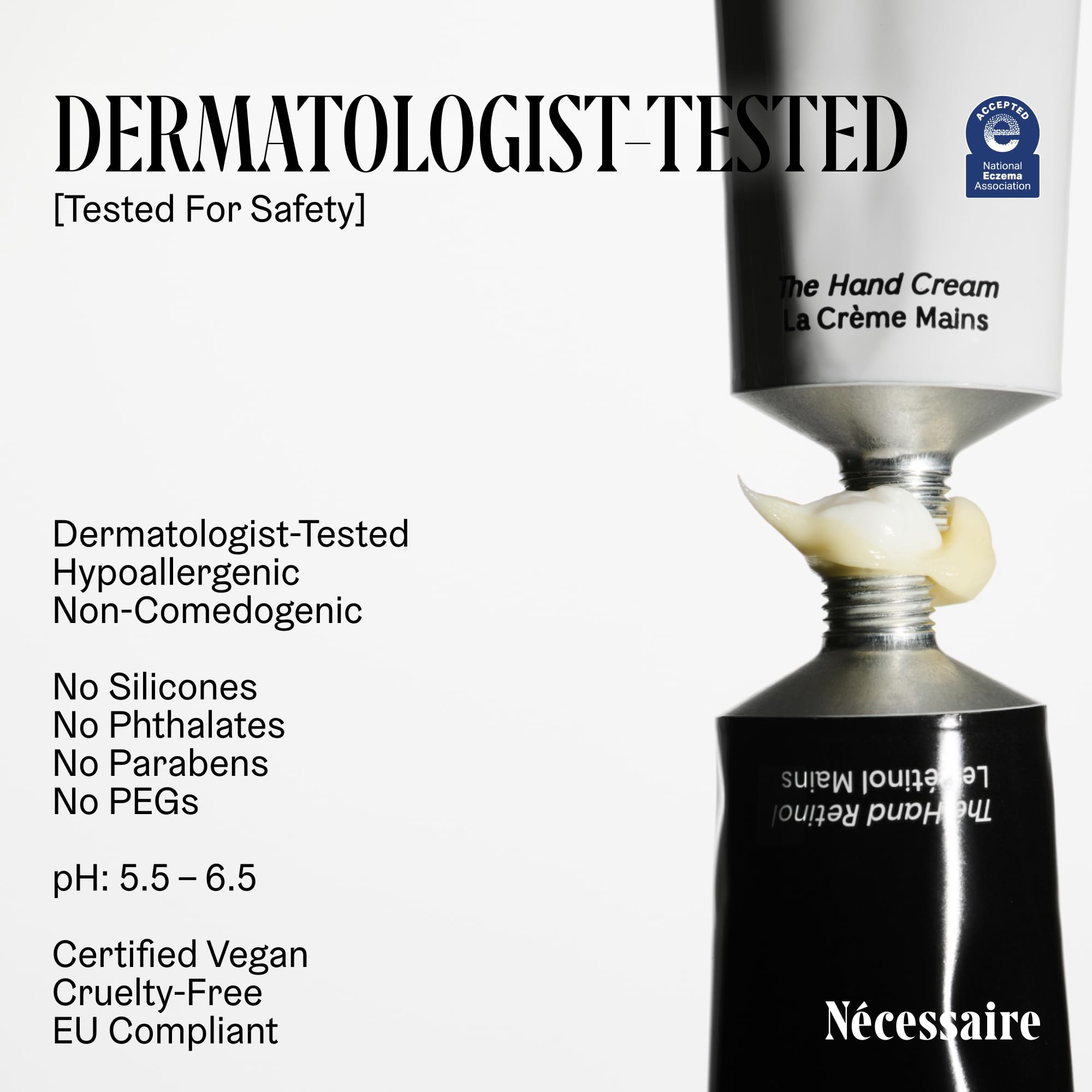 Nécessaire label close-up highlighting ceramides and peptide ingredient callouts