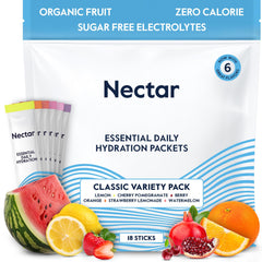 Nectar front packaging showing variety 18 pack and convenient single-serve benefit