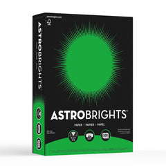 Neenah Astrobrights front pack showing gamma green vibrant sheet and brand